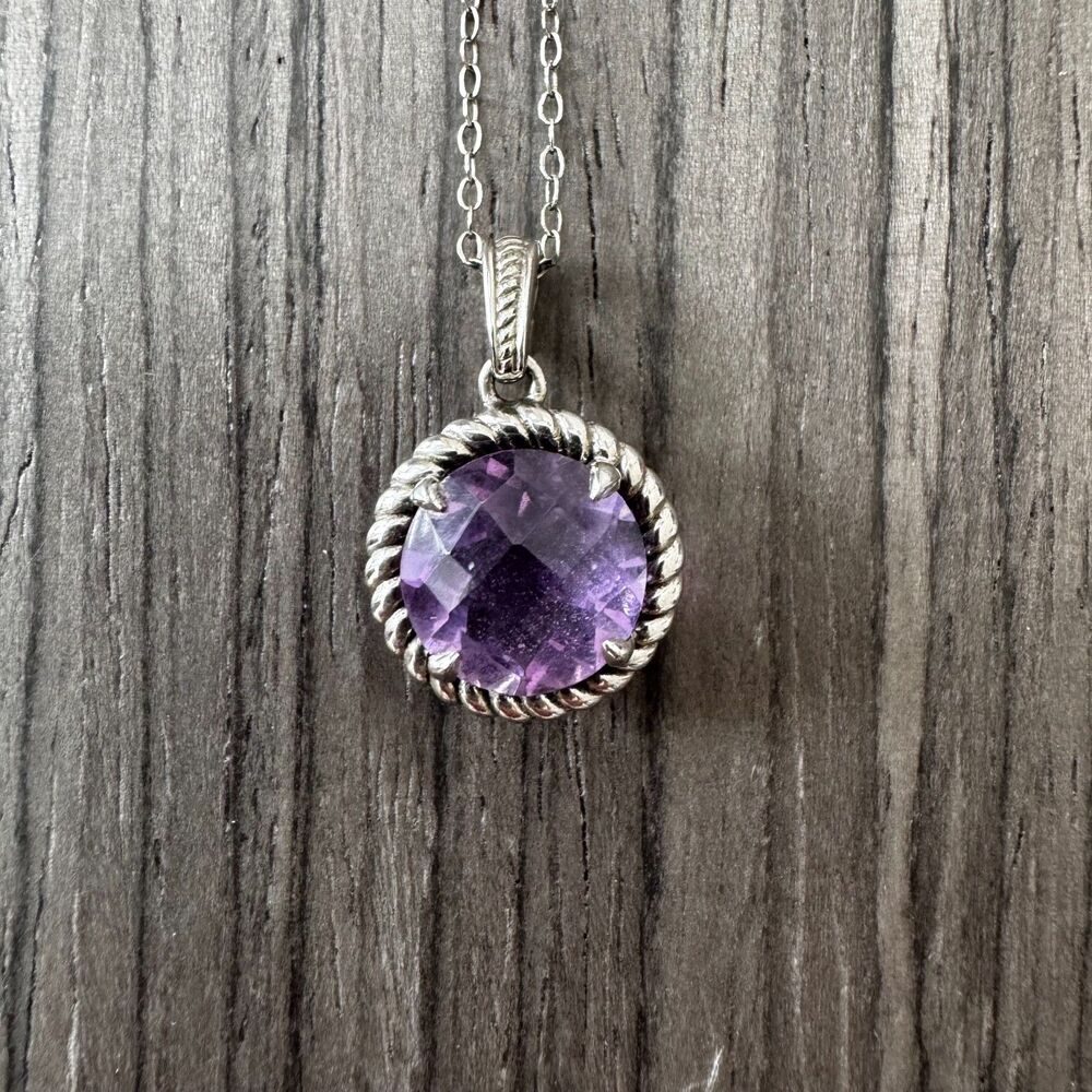 Delicate Amethyst Necklace Sterling Silver Chain - Picture 4 of 6